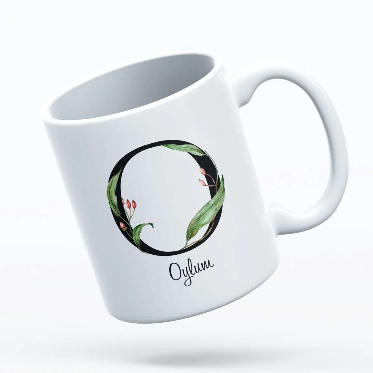 Çiçekli Harf ve İsim Baskılı Kupa