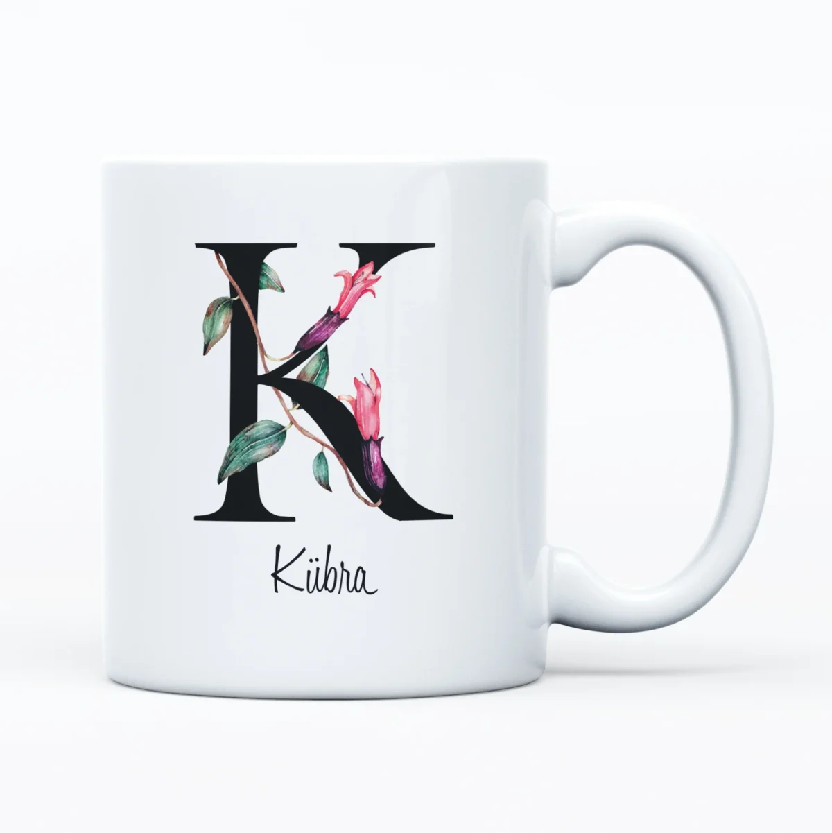 cicekli-harf-isim-kupa Çiçekli Harf ve İsim Baskılı Kupa