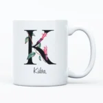 Çiçekli Harf ve İsim Baskılı Kupa