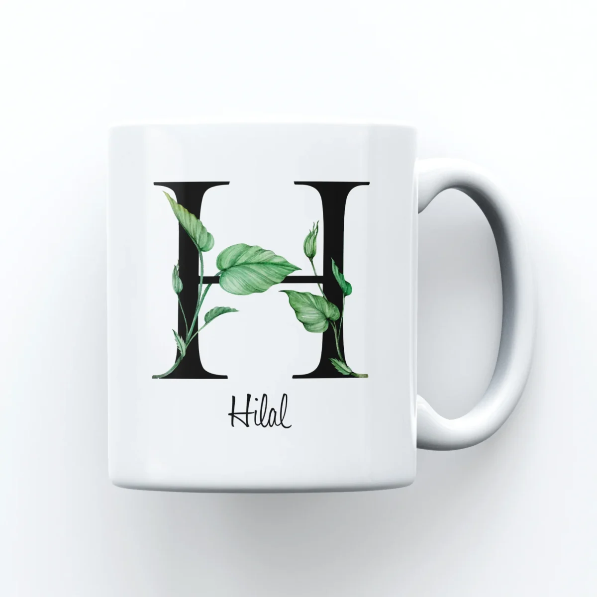 Çiçekli Harf ve İsim Baskılı Kupa