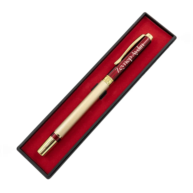 Kişiye Özel İsimli Altın-Kırmızı Renk Kalem
