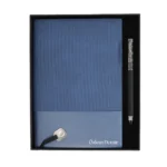Premium Kutulu Mavi Dokulu Defter Kalem Seti