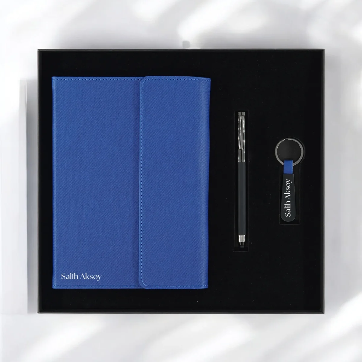 Kişiye Özel Premium Kutulu Mavi Hediye Seti