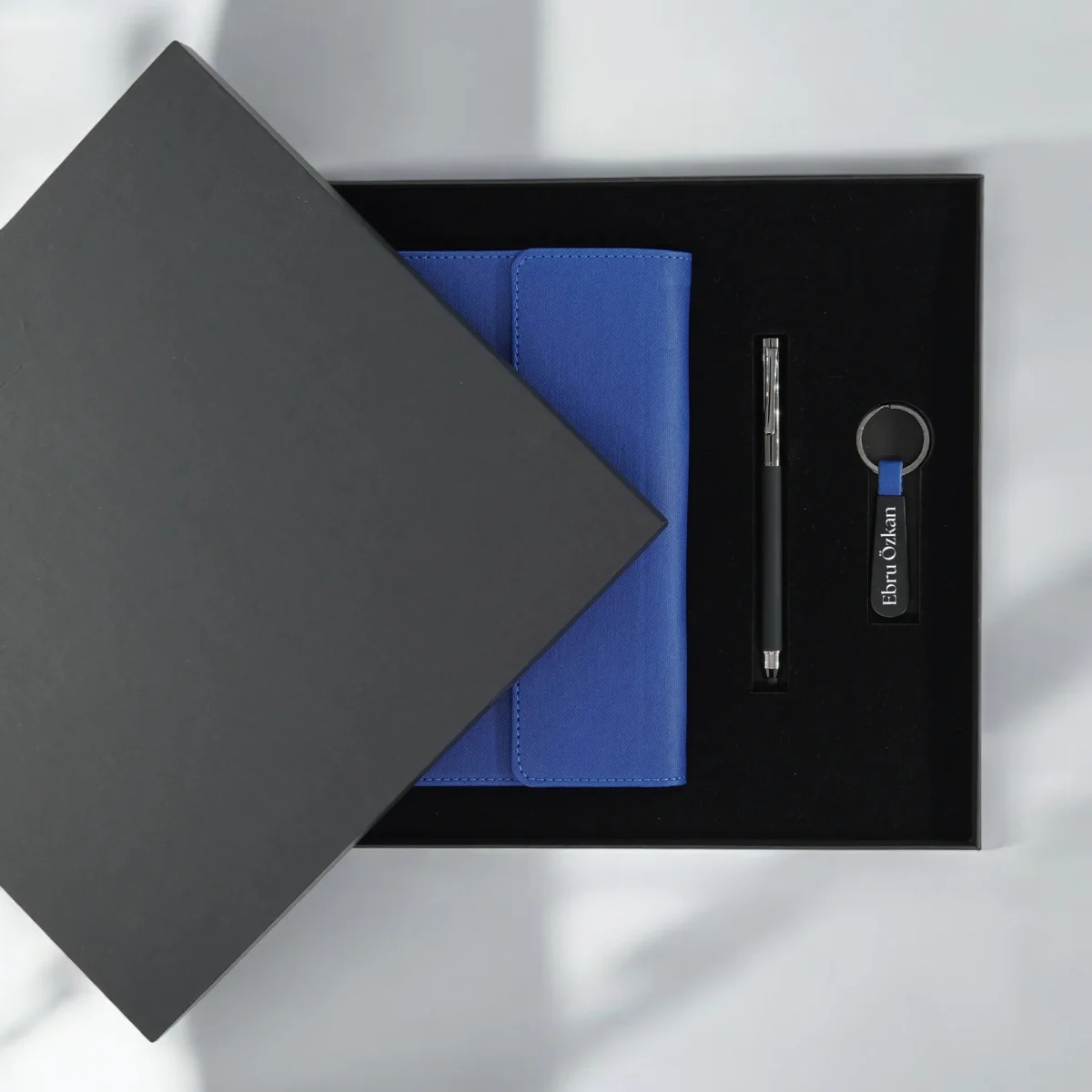 Kişiye Özel Premium Kutulu Mavi Hediye Seti